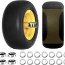 2025 Newly Upgraded Lawn Mower Tires 13x6.50-6 (2-Pack) - Flat Free Solid Smooth Tread, Zero Turn Front Wheel Replacement, Universal Fit for Commercial/Residential Mowers with Adapter Kit