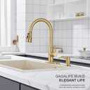 GAGALIFE Built in Sink Soap Dispenser or Lotion Dispenser for Kitchen Sink, Brushed Gold ABS Pump Head, with 17 Ounce Large PET Soap Bottle