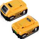 DCB200 8.0Ah 2Pack Replacement for DeWalt 20V Max Battery with LED Indicator, Compatible with DeWalt 20V Cordless Power Tools and Charger