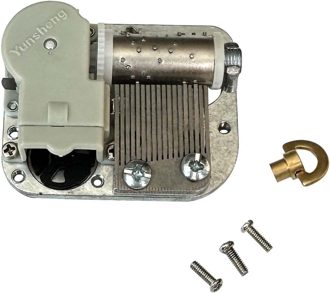 2 x Pursuestar Mini Wind Up Music Box Movement Play What a Wonderful World, 18 Note Yunsheng Clockwork Musical Mechanism with Key Screws for DIY Music Boxes Replacement