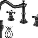 gotonovo Bathroom Faucet 3 Hole 8 Inch Widespread Bathroom Sink Faucet 2 Cross Handles Vintage Lavatory Vanity Mixer Tap with Pop Up Drain, HOT Cold Label, Oil-Rubbed Bronze