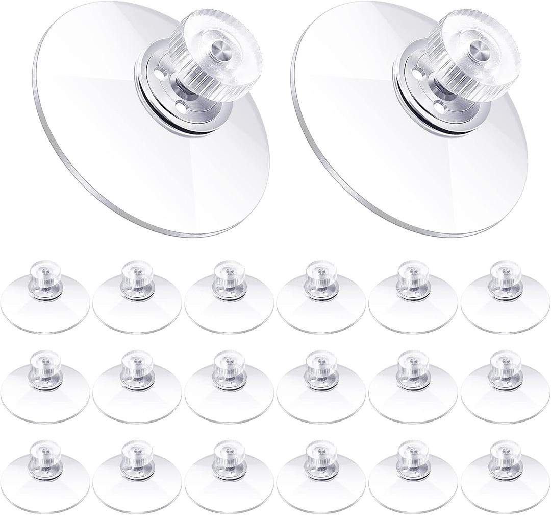 Zopeal 20 Pcs Adhesive Suction Cups Bulk with Screws Nut Plastic Sucker Pad 40 mm Clear PVC Sucker Pad Strong Adhesive Suction Hook Holder for Window Car Glass Shade Cloth Glass Bathroom Wall Door