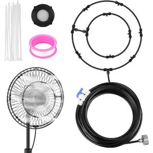 Fan Misting Kit for Cooling Outdoor, 27 FT Misting Hose with 8 brass nozzles for Cooling for Patio, Camping, BBQ, Pool & Garden Outdoor