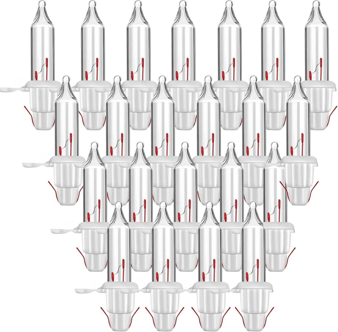 Mudder 60 Count Christmas Tree Replacement Light Bulbs 2.5v 0.425 Watt Replacement Bulb Mini Incandescent Wire String Lights Decoration for Prelit Xmas Tree(White Base with Warm White Bulb)