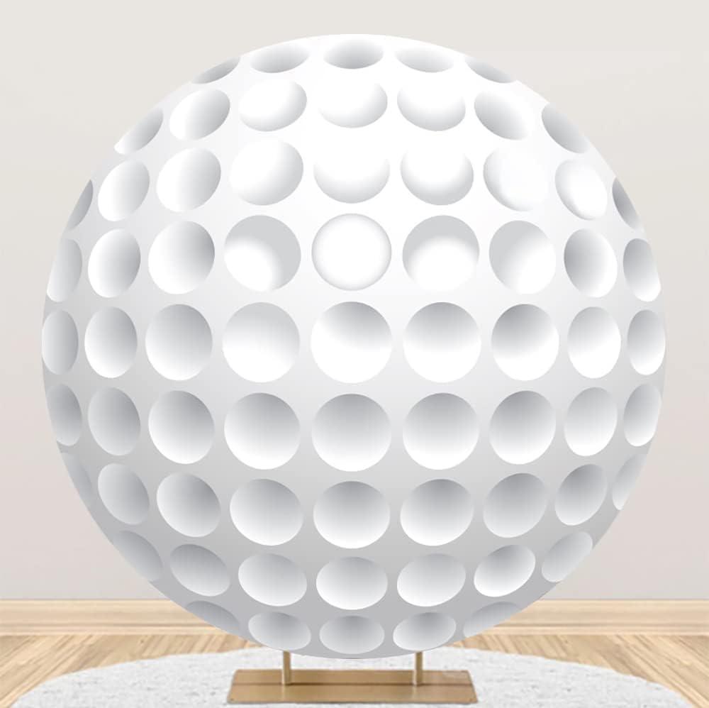 Renaiss 6x6ft White Golf Round Backdrop Covers for Photography, 3D Printing, Baby Shower, Birthday, Sports Club Events, Party Decors, Arch, Photo Booth Props
