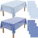 2 x Chumia 6 Pcs Blue Coastal Tablecloth, 54 x 108 Inches, Rectangle Coastal