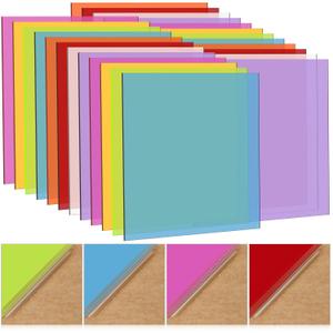 24 Pcs 8 x 8 Inch Cast Acrylic Sheets 0.08'' Thick (2mm) Translucent Laser Cutting Colored Acrylic Sheets Plastic Extruded for Crafts Art Display DIY