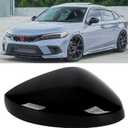 Glossy Black Right Passager Side Mirror Cover Cap Housing Compatible with 2022 2023 2024 2025 Honda Civic without Turn Signal Model, Direct Replacement