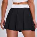 BMJL Womens Tennis Skirt Black Pleated Golf Mini Skorts Summer High Waisted Workout Athletic Shorts Pockets (M)