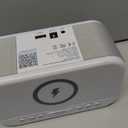 Alarm Clock Speaker Wireless Charger, Digital Alarm Clocks Bedrooms Bluetooth, Alarm Clock Dimmable Light Bedrooms Dual Alarm Snooze Dimmer 12 24H RGB Night Light Bluetooth USB AUX, Gray