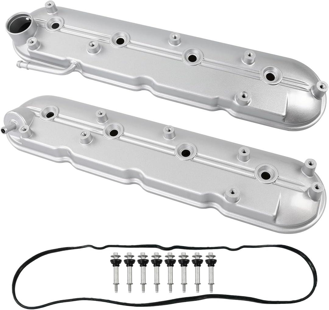 WATERWICH Aluminium Valve Cover kit Compatible with 1999-2008 Cadillac Escalade/Chevy Suburban Silverado Trailblazer Tahoe/GMC Sierra Yukon Replacement for 12570427 12582224 Left & Right (Silver)