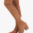 N.N.G Women Over the Knee Boots Thigh High Suede Block Winter Low Above Flat Long OTK Comfort Pointed Toe Size: 39.5