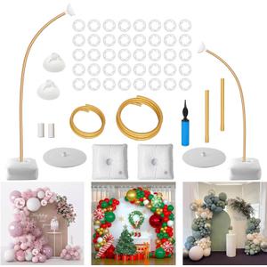 Balloon Arch Stand Kit - Free Bending Shape 8.2ft & 4.9ft Half Arch Balloon Column Stand with Base Backdrop Decoration for Wedding, Birthday, Baby Showers, Halloween Decorations