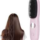 Go Brush Pro, 2026 Upgraded Go Brush Pro, Portable Straightener Brushs for Travel, Cordless Fast Heating Hair Straightener with LCD Temperature Display, Smooth Frizz (Pink)