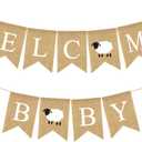 Lamb Baby Shower Decorations, Welcome Baby Burlap Banner,Oh Baby Sheep Themed Baby Shower Party, Little Lamb Dcor Party Supplies
