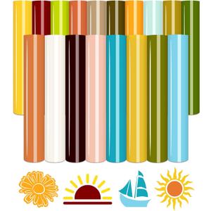 Tintnut Fall Heat Transfer Vinyl -18 Sheets 12" x 10" Multiple Colors Iron on Vinyl Retro HTV for DIY T-Shirts Clothing Bags All Cutting Machine