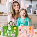 Aviski 2PCS Easter Egg Hunt Bags, Easter Bunny Gift Bags with Handles, Easter Treat Bags, Felt Easter Bags for Gifts Wrapping, Egg Hunt Game, Easter Party Supplies, 12" x7.8" x6.8"(Pink + Green)