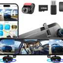 12" 4K Mirror Dash Cam with STARVIS 2 Sensor,View Rear Mirror Camera Fron and Rear Inside,Built-in 5.8G WiFi GPS, APP Control,Back up Camera for Cars,8 IR Night Vision Free 128G