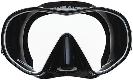 SCUBAPRO Solo Scuba Mask with Panoramic Single Lens for Recreational Diving, Black/ White
