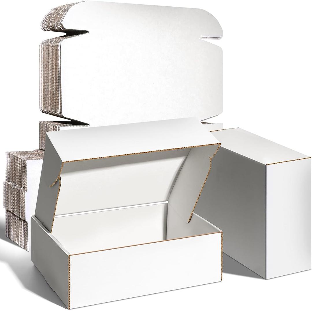 9x6x2 inches Shipping Boxes Set of 50, Corrugated Cardboard Boxes Literature Mailer Boxes Gift Boxes Small Boxes for Shipping Wrapping Mailing Packaging Small Business, White
