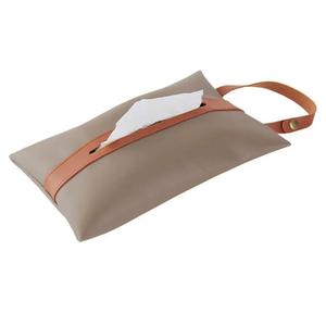 Tissues Box PU Leather Facial Paper Storage Case Rectangular Organizer Holder Decor with Hanging Strip for Kitchen Restaurant Countertops Bedroom Dressers Night Stands Desks (Brown)