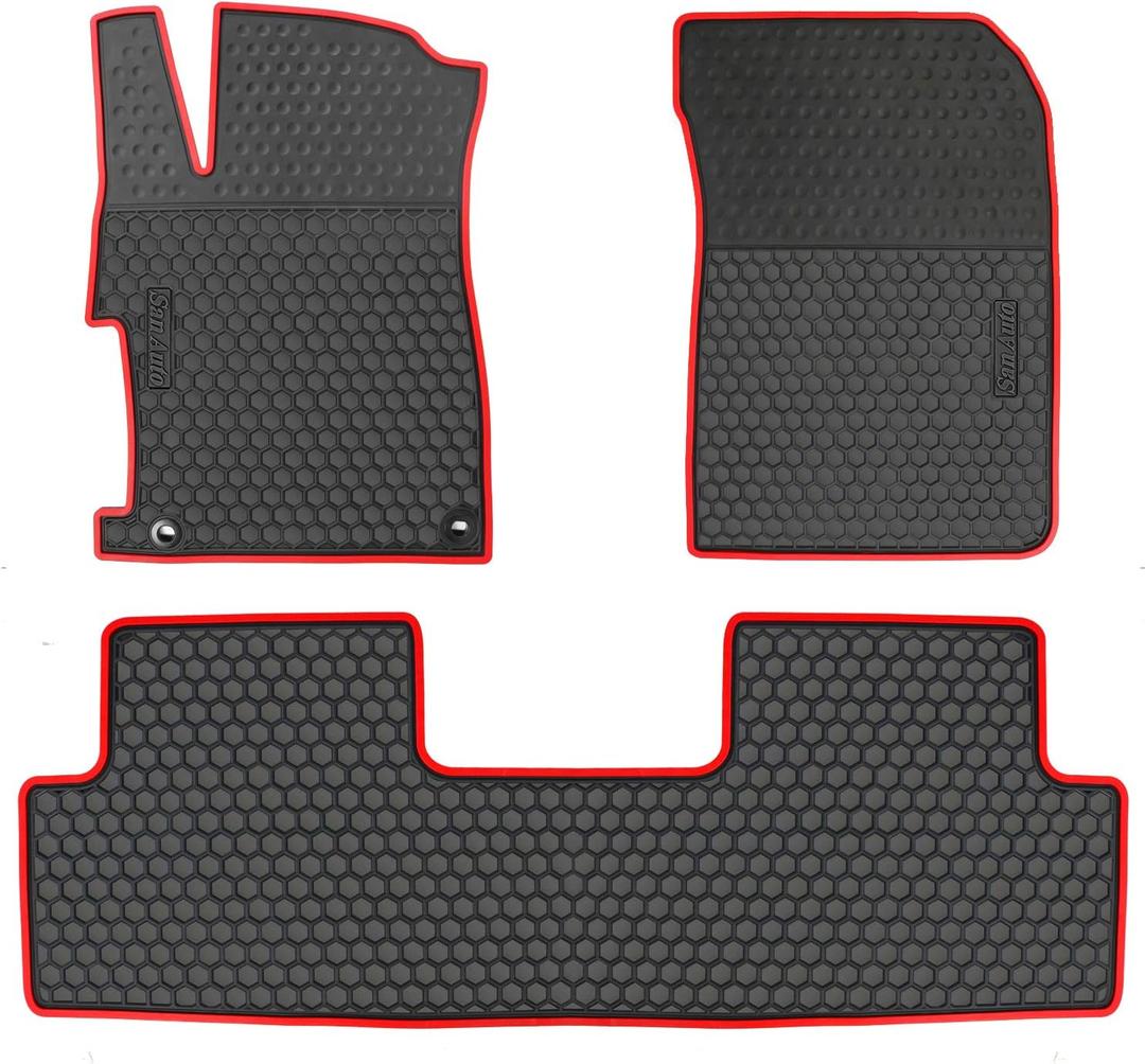 Car Floor Mat for Honda Civic 9th Generation 2012 2013 2014 2015, Custom Fit Rubber Black and Red Auto Floor Liners Mat All Weather Protection Heavy Duty Odorless