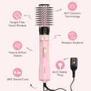 Farery Rotating Hot Air Brush Set 1000W 4 in 1 Blow Dryer Brush Styler with Diffuser, Hold-to-Rotate Round Brush for Volume, Smooth & Curl, Best for Fine to Medium-Thick Hair, Pink