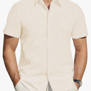 J.VER Men's Short Sleeve Dress Shirts Stretch Stain Shield Casual Button Down Shirts Solid Formal Shirt XL