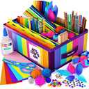 Dan&Darci Arts & Crafts Supplies Kit for Kids and Toddlers - with Storage Bin - Kid & Toddler Art & Craft Set Ages 3, 4, 5, 6, 7 & 8 Years Old - Crafting Materials Box Kits for School or Gift