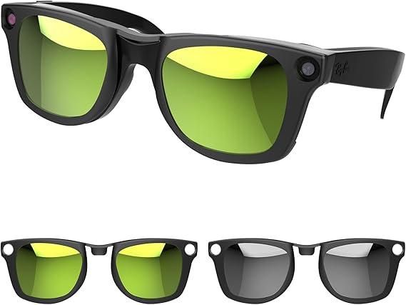RCstyle Polarized Clip Compatible with Ray-Ban Meta Wayfarer (RW4006 Size M Standard 50-22) Smart Glasses Color Changing Clip Set (Night Vision Yellow, Black)