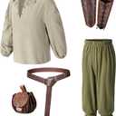 Kids Medieval Viking Pirate Renaissance Tunic Pants Accessories Costume for Boys Cosplay 13-14 Years (S)