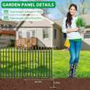5 Panels No Dig Decorative Garden Fence, 24in(H)11ft(L) Heavy-Duty Rustproof Metal Panels, Outdoor Dog Barrier for Yard & Patio, Landscape, Border| Portable Temporary Fencing