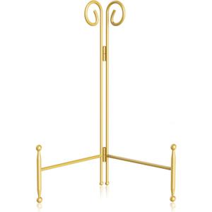 SVENJBB Plate Stands for Display, 8 Inch Plate Holder Display Stand, Gold Picture Frame Stand for Table, Decorative Easel Stand for Photo, Art, Plates and Books (1 Pack)