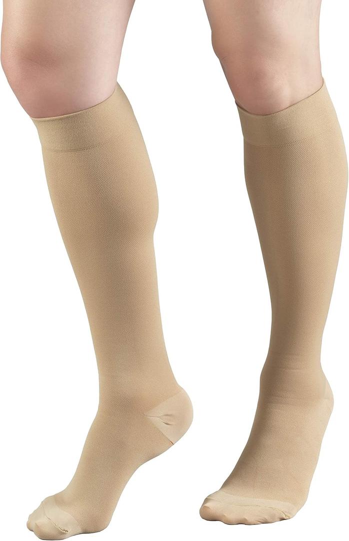 Truform HMNA 9808 Compression Stockings, Regular 15-20 mmHg, Below Knee BK, Men or Women, Closed Toe, Beige, 4X-Large (Size G)