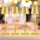 Yogaret 4 Pack Gold Rechargeable Led Cordless Table Lamps,Cordless Lamp with 6000mAh Battery Operated,Wireless Lamp for Restaurant Home Dinner Dining Kitchen Outdoor Patio,Waterproof & Portable