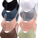 BQTQ 8 Pieces V Neck Bralettes Padded Bralettes for Women with Elastic Straps Seamless Bra, XXL