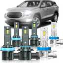 Compatible with GMC Terrain 2010-2018 Fog Bulbs, High&Low Beam Fog Light Bulbs Combo, 800% Super Bright 6000K Cool White, Plug and Play, Pack of 6