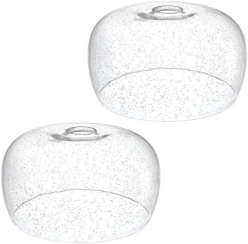 2 Pack 10" Clear Seeded Replacement Glass Shade, 1-5/8" Fitter Opening for Threaded Medium Base Socket for Pendant Light,Ceiling Light,Chandelier Light,Wall Sconce Shade