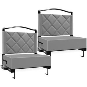Kaganoon Stadium Seats with Back Support Cushion, Folding Stadium Seats for Bleachers Hold up 400lbs, Wide Bleacher Seat with Shoulder Strap & Handle Perfect for Sports Events (Gray, 2pcs)