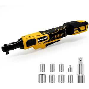 3/8" Cordless Ratchet Wrench for DEWALT 20V MAX Battery, 45 Ft-lbs(60 N.m) Power Electric Ratchet Tool Kit, Variable Speed Control, 5 Sockets, 1/4"Adapter & 3" Extension Bar (Tool Only)