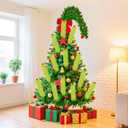 12 PCS Lime Green Christmas Tree Picks 17'' Christmas Tree Fillers with Red Glitter Ball Green Furry Stems Trees Topper Ornaments for Holiday Home Vase Fillers Xmas Trees Wreath Craft Decoration
