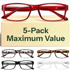 Gaoye Professional Reading Glasses for All Day - Computer Readers with Blue Light Protection - Value 5 Pack