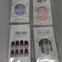 4 New in Box Press On Nails Long Stiletto Coffin Fake Nails Rhinestones Glitte
