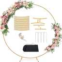 6.6FT Balloon Arch Stand Metal Round Backdrop Stand Circle Balloon Arch Frame Wedding Arches with Storage Bag for Ceremony Birthday Party Baby Shower Decoration (Gold)