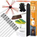 Sealegend 33 Feet Chimney Cleaning Kit Chimney Brush, Chimney Sweep Kit and Chimney Cleaning Logs Fireplace Tools Set with 10 Flexible Rods