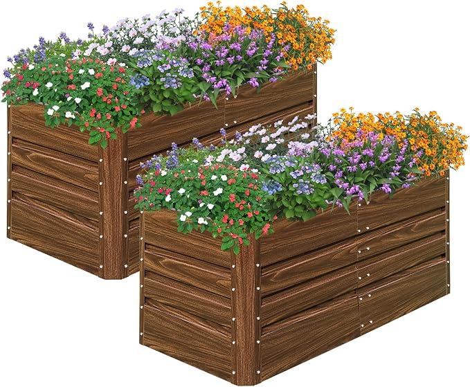 Land Guard 4x2x2 ft Galvanized Raised Garden Bed Kit, Galvanized Planter Raised Garden Boxes Outdoor, Large Metal Raised Garden Beds for Vegetables.