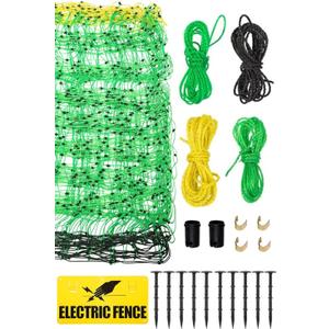 Electric Fence Netting, 42.6" H x 164'L Electric Anti-Predator Poultry Fence, PE Net Fencing Kit with 14 Posts Double Spiked, Movable Livestock Nets for Sheep, Hogs, Cattle and Other Poultry