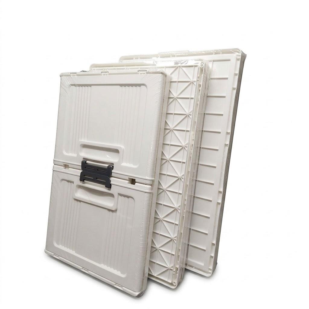OlarHike Folding Storage Box Set of 3 – Stackable Collapsible Plastic Storage Containers with Lids & Front Access Doors for Closet, Office, & Home Organization, White. 65x41.5x18.8