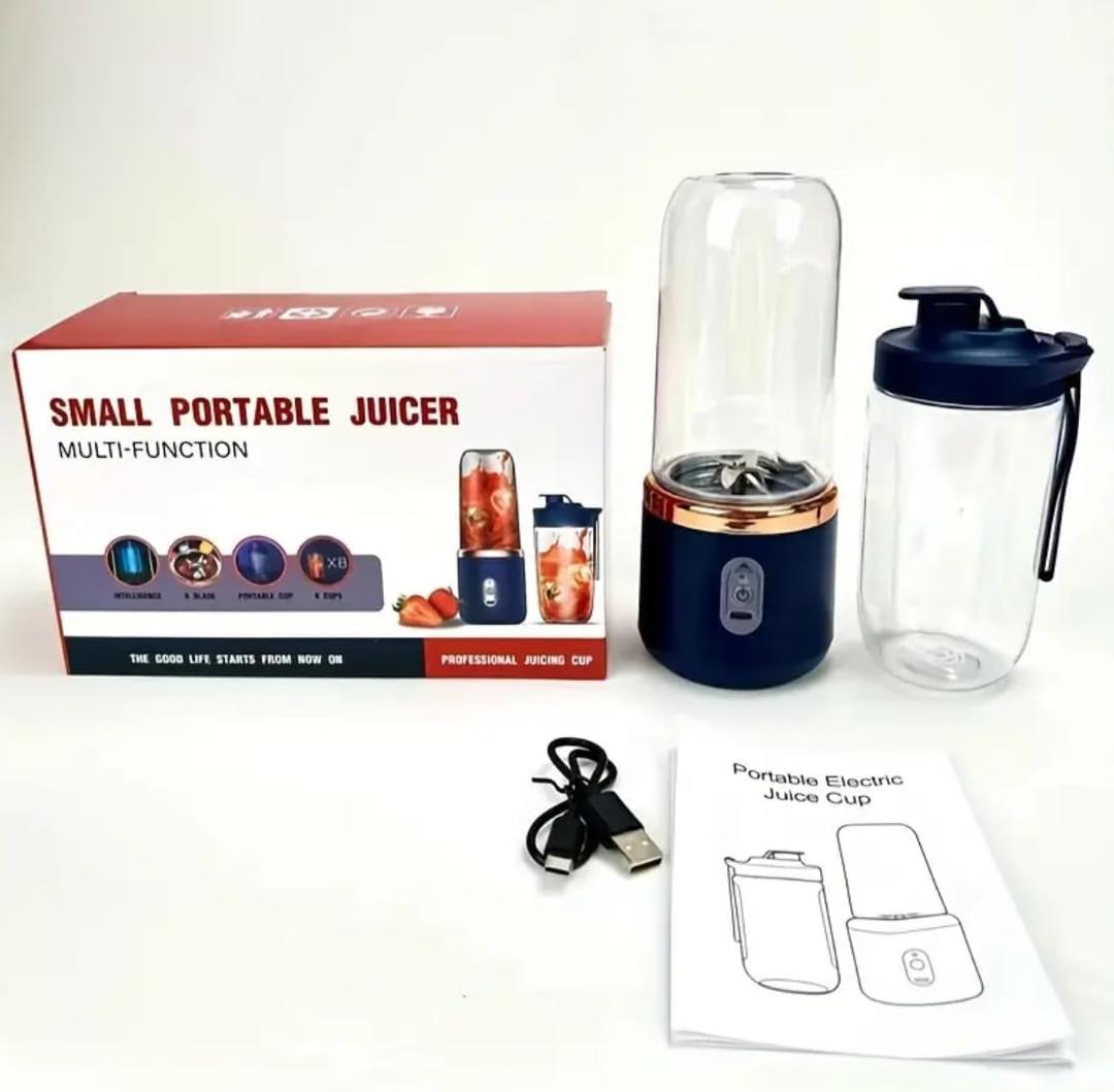 Portable Electric Juicer Blender, USB Rechargeable, Multi-Function, 2-in-1 Design with Two Bottles, Navy Blue