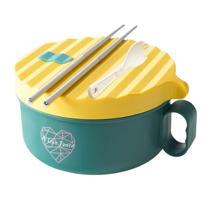 Microwaveable Ramen Noodle Bowl Cooker 40oz for Ramen, Pho, Soup, and Pasta, Dishwasher Safe and Portable, Ideal for Home, Office, Dorm, or Gift.Ai Love Peace (Green)